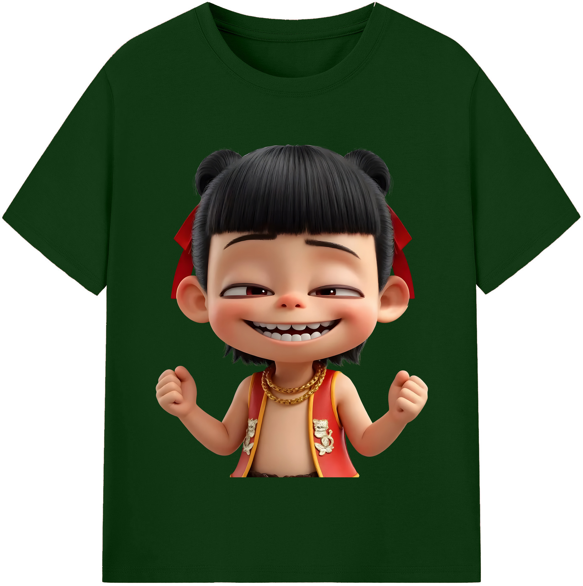 （画像用） Ne Zha 2 ナタ 魔童の大暴れ 綿100％半袖Tシャツ（フロントプリント）